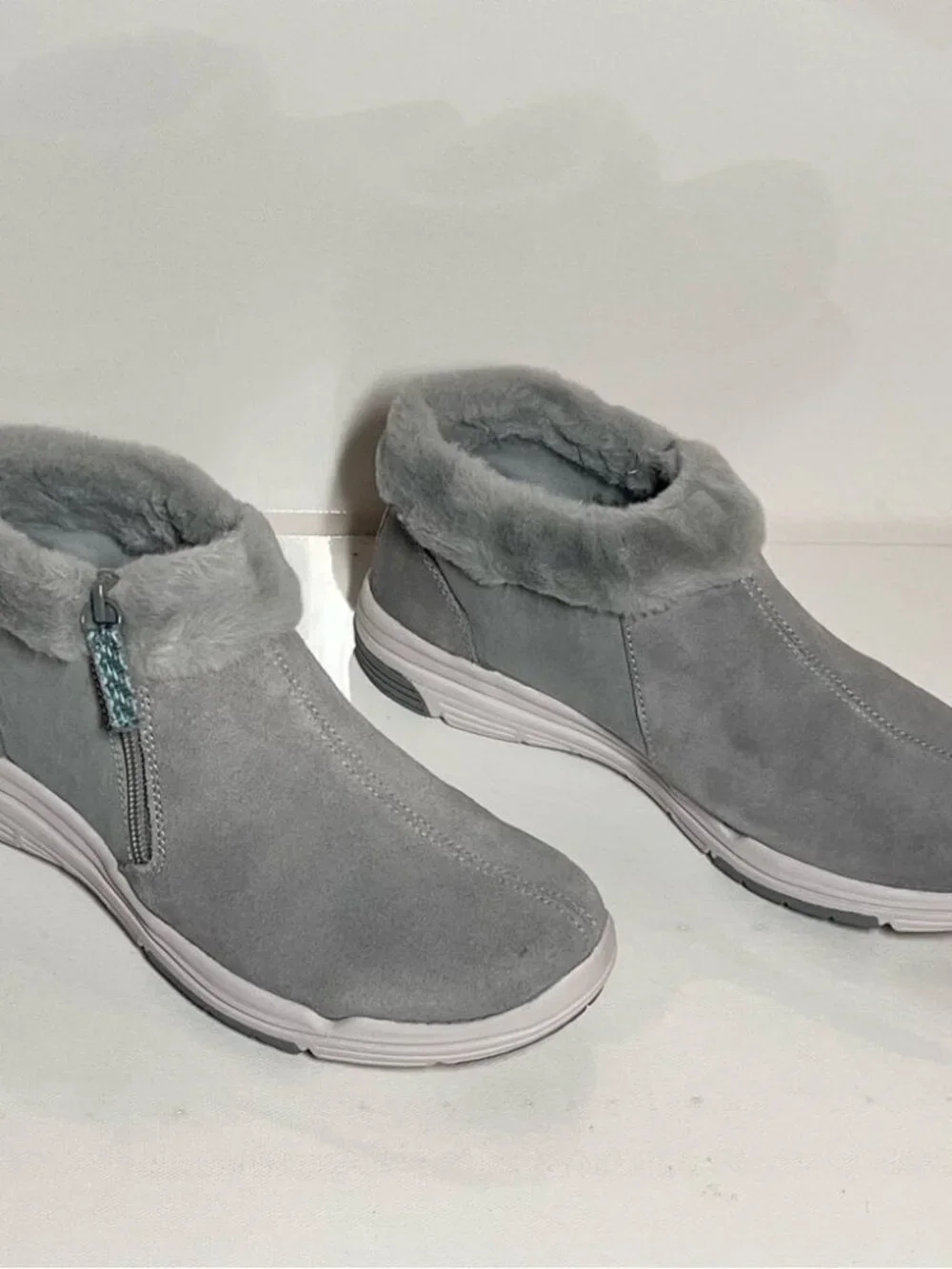 Ryka Water-Repellent Suede Faux Fur Anchorage Mid Ankle Boots